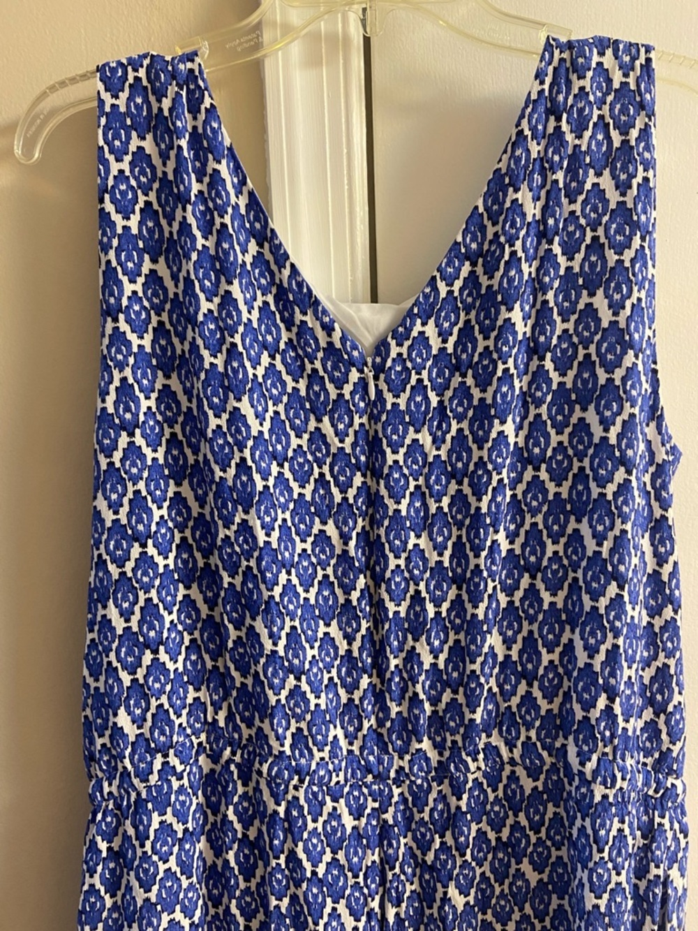 Talbots Blue and White Sleeveless Printed Jumpsuit Sz 16 - Picture 5 of 7
